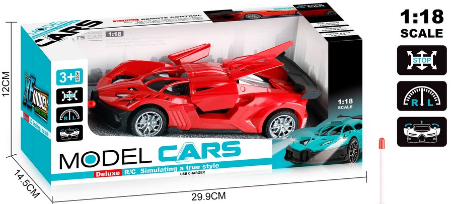 Радиоуправляема Кола Състезателна 1:18 R/C Car със Зарядна USB Батерия 30×15×13 см